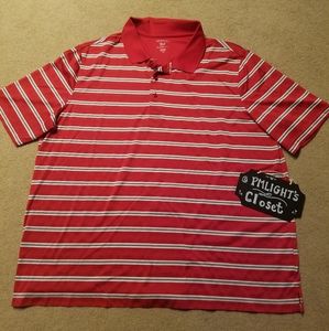 George 2XL Red Striped Polo Short Sleeve Gray White